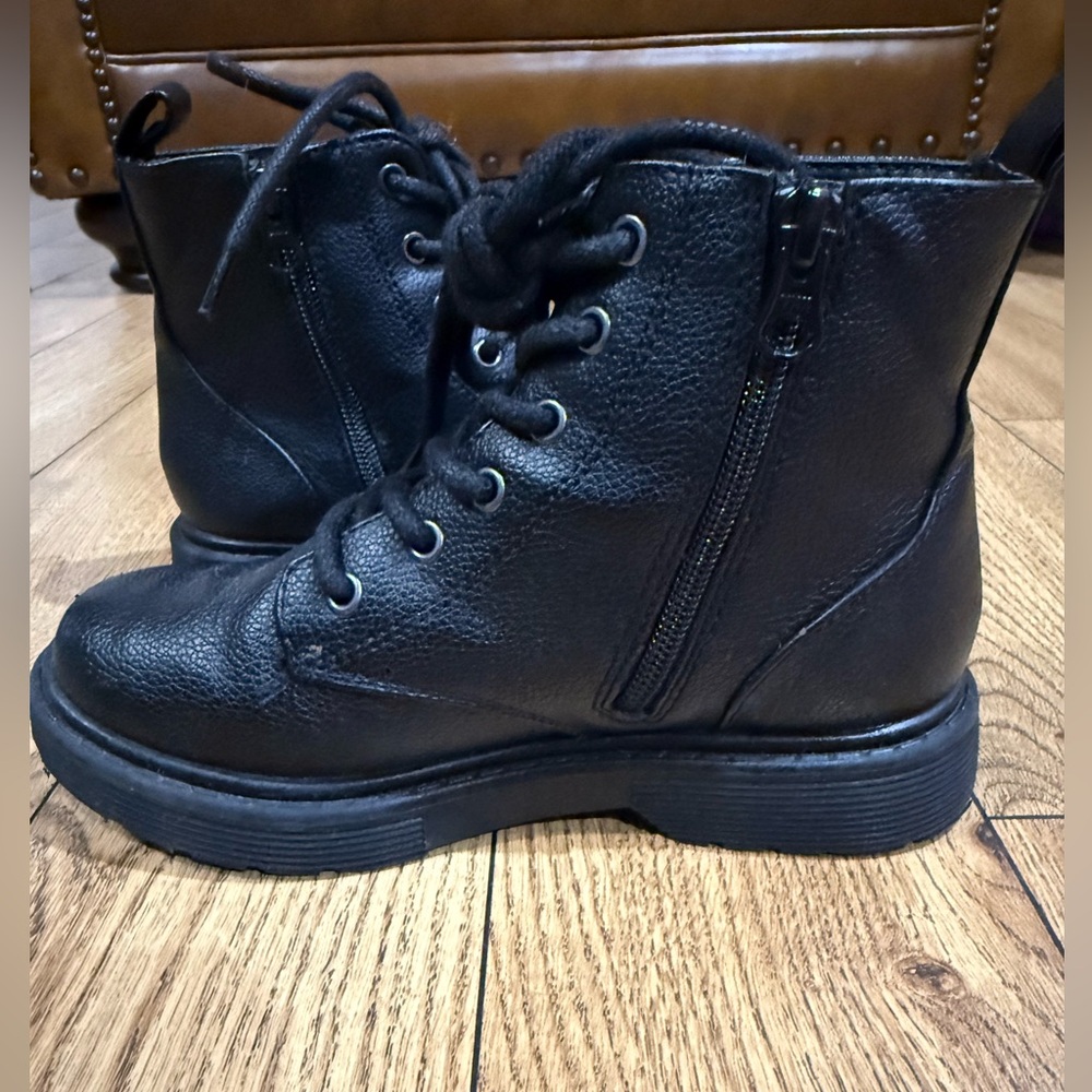 Black Leather Lace-Up Boots